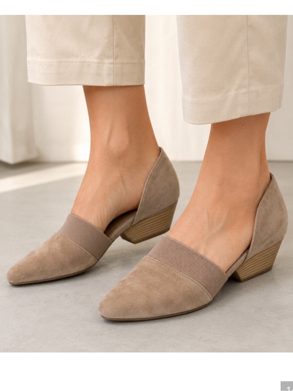 Eileen Fisher Hilly D’Orsay 7 tan suede mesh slip on 2” heel wedge shoes